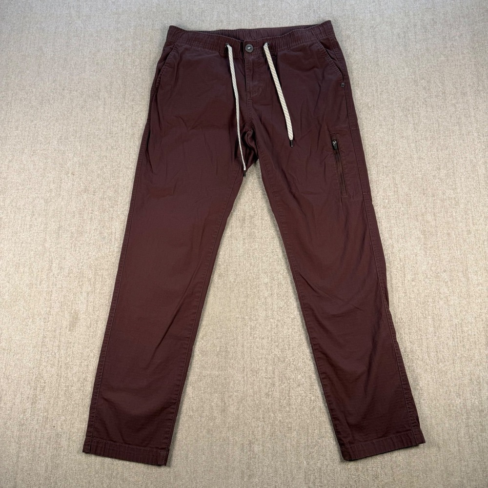 Vuori Ripstop Pants Women Size M Burgundy Drawstring Elastic Waist Utility